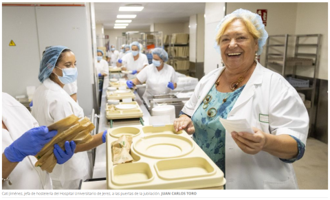 Cati en la cocina del hospital